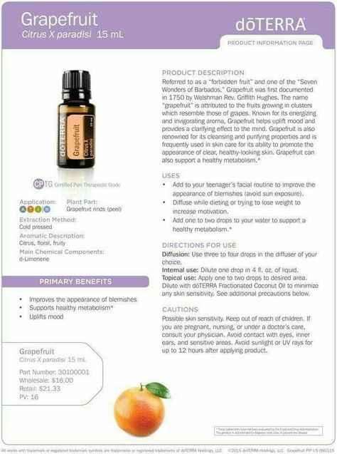 Grapefruit Essential Oil Benefits, Doterra Tea Tree, Doterra Grapefruit, Terra Essential Oils, Doterra Oils Recipes, Essential Oil Usage, Doterra Oil, Natural Recipes, Essential Oils 101