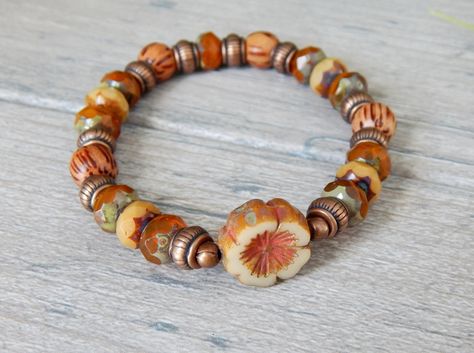 nature jewelry Palm Wood, Bohemian Flower, Rustic Orange, Girl Bracelet, Orange Bracelet, Sea Glass Bracelet, Carved Ring, Brown Jewelry, Hippie Bracelets