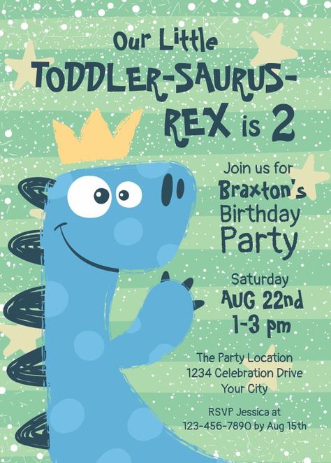 Funny T-Rex Dinosaur Theme Toddler Boy's Birthday Invitation Three Rex Birthday Invitation, Three Rex Birthday, Funny Birthday Invitations, Toddler Boy Birthday, Dinosaur Birthday Theme, 2nd Birthday Party For Boys, 2nd Birthday Boys, Funny Toddler, Dinosaur Themed Birthday Party