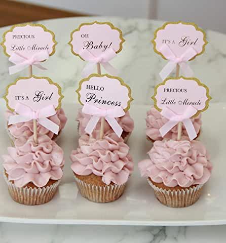 Babyshower Dessert Girl, Its A Girl Cupcakes, Baby Shower Cupcakes Girl Pink, Baby Girl Cupcake Ideas, Cupcake Baby Shower Girl, Cupcake Toppers Baby Shower Girl, Baby Shower Cupcakes Girl, Baby Shower Cakes Girl Pink, Pink Baby Shower Cupcakes