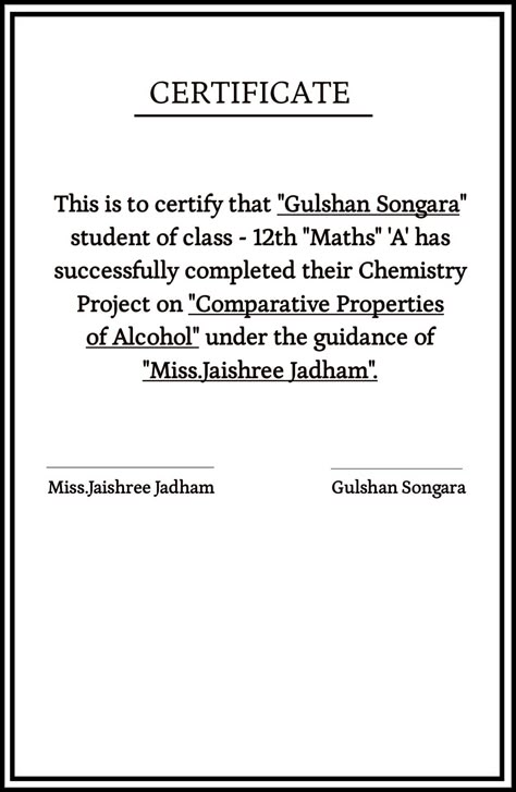 Certificate (school projects) Sample Advertisement For School Project, Certificate Design For School Project, Certificate For English Project, Certificate For Project Class 12, Certificate Page Design, Certificate For School Project, Certificate For Project File Aesthetic, Certificate Of Project, Certificate Ideas For Project