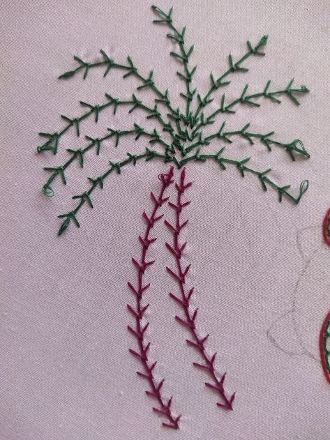 Fly stitch in coconut tree design aari work/ embroidery design Y Stitch Aari Work Design, Fly Stitch Aari Design, Fly Stitch Design, Aari Work Embroidery Design, Fly Embroidery Design, Fly Stitch Embroidery Design, Fly Stitch Embroidery, Flower Drawing For Kids, Coconut Tree Design