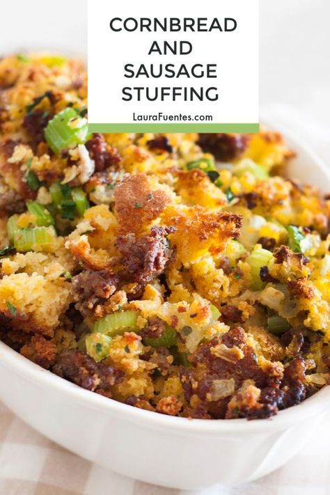 This Homemade Cornbread and Sausage Stuffing is perfect for any holiday! Cornbread And Sausage, Cornbread Dressing With Sausage, Holiday Cooking Recipes, Holiday Cooking Christmas, Christmas Crock, Cornbread Stuffing Recipes, Sausage Cornbread Stuffing, Sausage Stuffing Recipe, Cooking Christmas