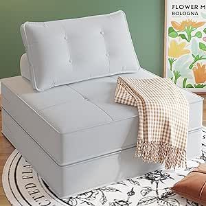 SKKTKT Folding Sofa Bed with Back Support, Large Convertible Sleeper Chair Floor Couch with Pillow, Foldable Mattress Portable Chair Bed Floor Sofa Lounge for Living Room Bedroom Apartment(Light Grey) Foldable Sofa, Floor Couch, Foldable Mattress, Floor Sofa, Folding Sofa Bed, Bed Floor, Portable Chair, Folding Sofa, Sofa Lounge