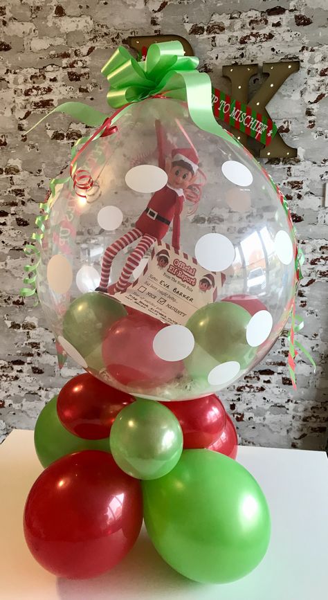 Christmas Stuffed Balloons, Charity Ideas, Stuffed Balloons, Balloon Gifts, Balloon Christmas, Balloons Ideas, Clear Balloons, Elf Fun, Balloon Ideas