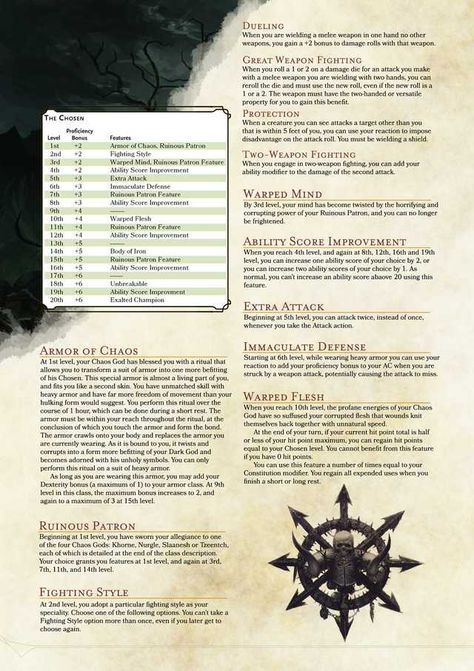 Warhammer Chosen Homebrew 1.5 - Imgur Warhammer Chaos, Dragons 5e, D D Classes, Dnd Races, Dnd Classes, Dungeons And Dragons 5e, Dnd Funny, Halloween Potions, Dungeons And Dragons Classes