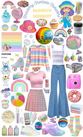 Strawberry Shortcake Outfits, Rainbow Sherbert, Nostalgia 80s, Strawberry Shortcake Costume, Rainbow Outfit, Kawaii Fashion Outfits, Themed Outfits, Rainbow Pride, Costume Outfits