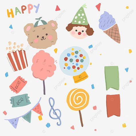 Circus Doodles, Carnival Doodles, Carnival Sketch Drawings, Carnival Drawing, Carnival Bullet Journal, Circus Cute Illustration, Carnival Illustration, Park Drawing, Background Car