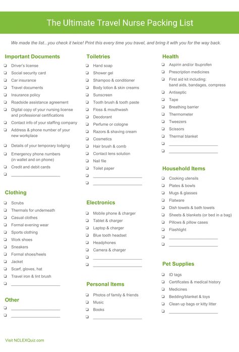 Travel Nurse Essentials, Travel Nurse Packing List, Travel Nurse Packing, Travel Nursing Packing, Traveling List, Traveling Cna, Nurse Bae, Clinical Rotations, Traveling Nurse