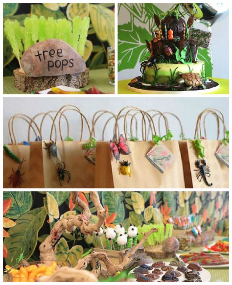 Insect Table Decor, Bugs Party Decorations, Bugs Party Ideas, Insect Party Decorations, Creepy Crawly Birthday Party, Insect Birthday Party Ideas, Bug Party Decor, Bug Party Games, A Bugs Life Birthday Party