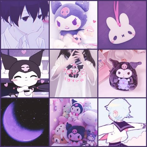 Kuromi Moodboard, Kuromi Color Palette, Sanrio Moodboard, F2u Moodboards, Fragaria Memories, List Of Aesthetics, Funky Aesthetic, Moodboard Inspo, Adopt Idea