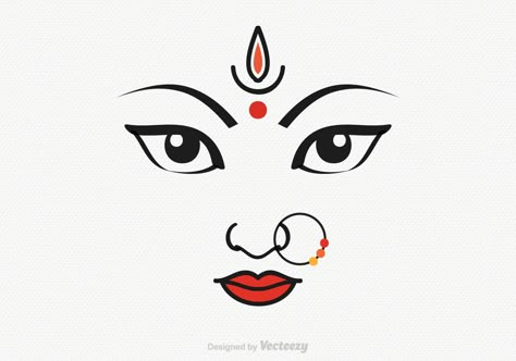 Durga Illustration, Vegetable Arrangements, Simple Face Drawing, Durga Picture, Devi Maa, Ma Durga, Durga Painting, Durga Images, Images Design