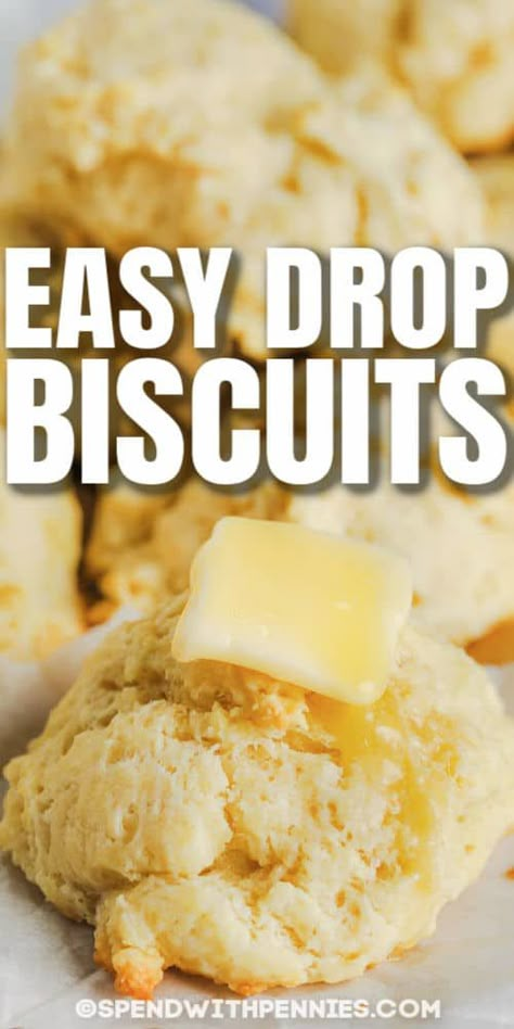 Homemade Drop Biscuits, Easy Drop Biscuits, Drop Biscuits Recipe, Homemade Biscuits Recipe, Easy Biscuit Recipe, Savoury Biscuits, Biscuit Rolls, Spend With Pennies, Drop Biscuits