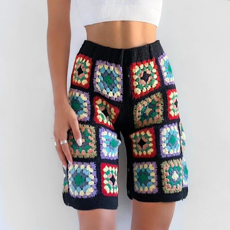 Look what I just found on Depop 🙌 https://depop.app.link/aMEk4ZuWKsb Granny Square Shorts Layout, Crochet Hexagon Shorts, Crochet Short Pattern, Granny Square Shorts Pattern, Crochet Shorts Granny Square, Granny Square Crochet Shorts, Crochet Granny Square Shorts, Granny Square Shorts, Grandma Activities