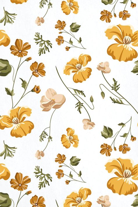 Beautiful yellow flower seamless pattern vector | premium image by rawpixel.com / Aew Flower Design Vector, Motif Vector, Shimmer Background, Flower Seamless Pattern, Vector Flowers, Cute Patterns Wallpaper, Backdrops Backgrounds, Digital Flowers, Homescreen Wallpaper