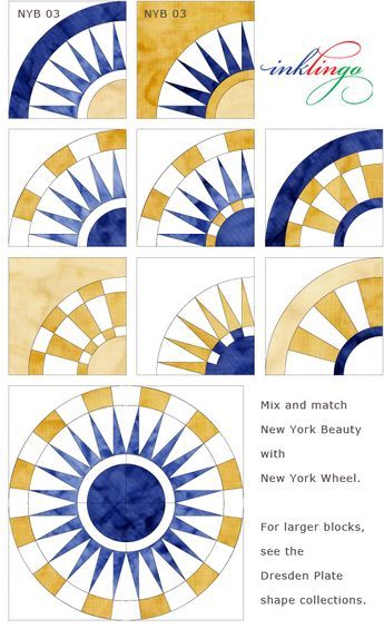 Inklingo NY Wheel with New York Beauty - All About Inklingo Blog Creative Quilts, Circle Quilt Patterns, Sunflower Quilt, Mariners Compass Quilt, Beauty Patterns, Mariners Compass, Paper Pieced Quilt Patterns, Foundation Paper Piecing Patterns, New York Beauty