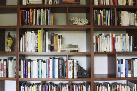 Walnut Bookshelf Wall | Offerman Woodshop Walnut Bookshelf, Bookshelves Living Room, Bookshelf Wall, Walnut Plywood, Wall Bookshelves, American Furniture, Wood Shop, Bookshelves, Bookcase