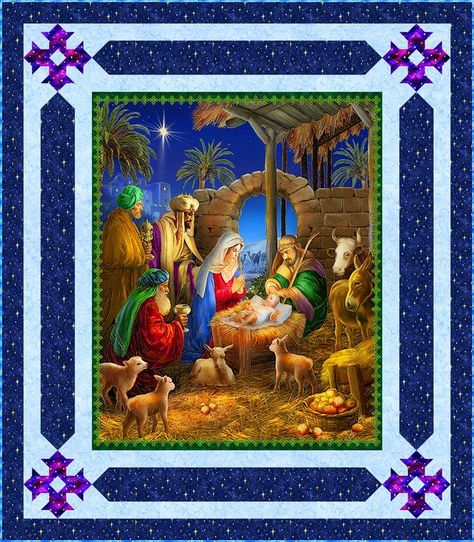 Celebrate Christmas this year with this classic nativity scene free quilt pattern! Panel Quilt Patterns, Heirloom Quilt, Quilt Border, Wise Men, Wall Quilts, Panel Quilts, Christmas Quilts, Christmas Quilt, Christmas Nativity