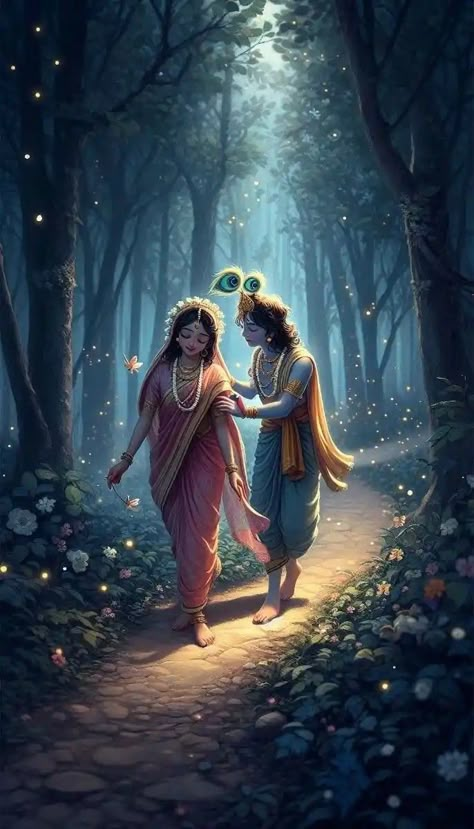 Radha Krishna Walking Together, Best Radha Krishna Wallpapers, Radha Images, Radha Krishna Art Beautiful, God Illustration, Good Evening Images, Canvas Art Painting Abstract, God Krishna, Pictures Of Shiva