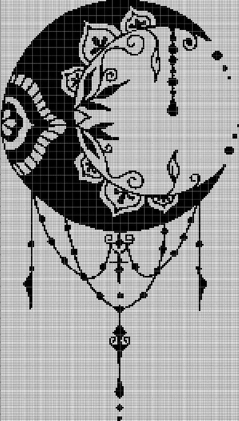 Dream Catcher Cross Stitch Pattern, How To Bead A Dream Catcher, Cross Stitch Dream Catcher Pattern, Grid Cross Stitch Pattern, Cross Stitch Silhouette Pattern, Black And White Cross Stitch Patterns, Silhouette Cross Stitch Patterns, Cross Stitch Designs Pattern, Dream Catcher Cross Stitch