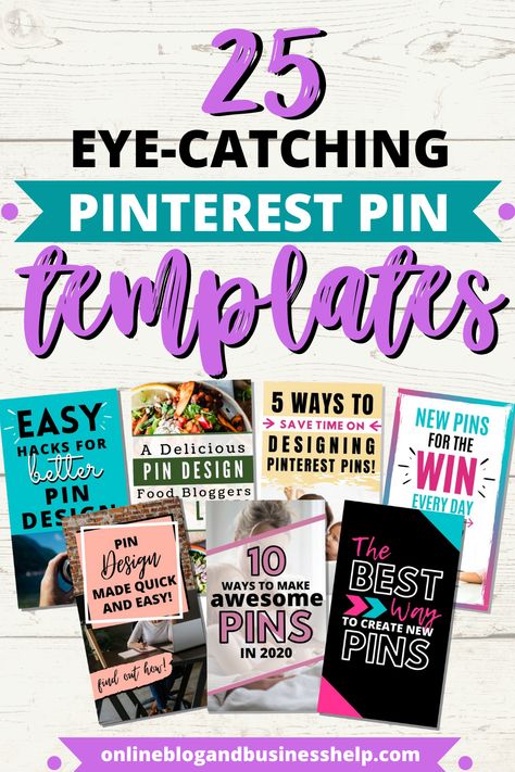 25 Highly clickable Pinterest pin templates to simplify your life and save you LOADS of pin design time! Pinterest wants fresh, new pins every day. With my Canva templates, you can create 25 gorgeous new pins quickly and easily. All photos, fonts, and elements are included and available with any FREE Canva membership. Eye catching and easy to use Pin templates for Pinterest marketers and content creators. Save time promoting your blog posts on Pinterest. #pinterest #pinterestmarketing #pin #blog Pinterest Template, Pin Templates, Canva Tips, Deco Chic, Pin Template, Pinterest Design, Pinterest Traffic, Pin Design, Pinterest Templates