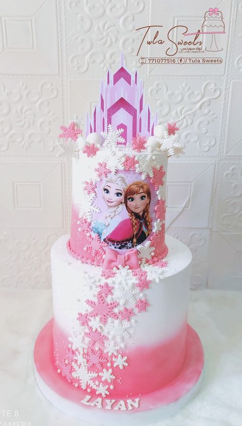 Pink Frozen Cake, Lawyer Cake, Elsa Pink, Topper Frozen, Happy Birthday Foil Balloons, 2 Tier Cake, Fondant Decorations, Tier Cake, Frozen Cake