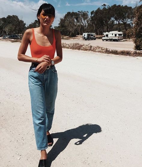 Mom jeans Asos Jumpsuit, Tank Top Outfit, Top Outfit, Instagram Analytics, Look Vintage, Inspiration Mode, Looks Style, Mode Inspiration, Style Outfits