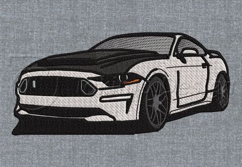 Ford mustang car #2 - Machine embroidery design pattern Car Embroidery Designs, Car Embroidery, Embroidery Design Pattern, Mustang Car, Car Pattern, Ford Mustang Car, Digital Embroidery Patterns, Mustang Cars, Hand Embroidery Art