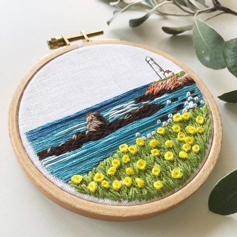 Unleash Your Creative Potential: Explore a World of Exquisite Crochet Patterns! Click Now to Discover Latest Designs 🧵🌈 🧟‍♂️ Lighthouse Embroidery, Pescadero California, Dmc Embroidery, Contemporary Embroidery, Dmc Embroidery Floss, Hand Embroidery Projects, Learn Embroidery, Hand Embroidery Pattern, Sewing Embroidery Designs