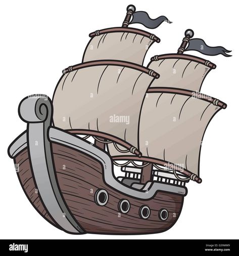 Cartoon Pirate Ship, Pirate Ship Drawing, Pirate Illustration, Underwater Drawing, Pirate Cartoon, Pirate Books, Ship Vector, Pirate Boats, Boat Drawing