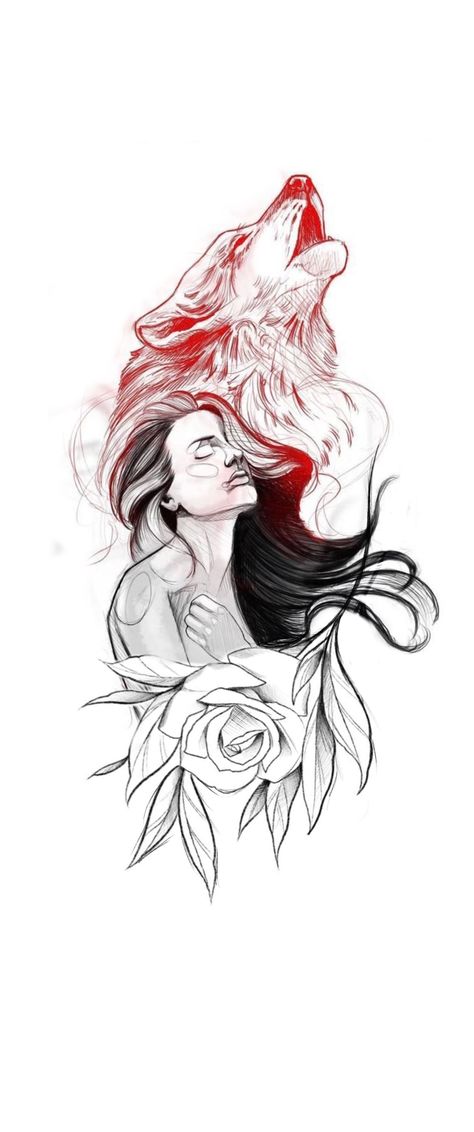 Momma Wolf Tattoo, Wolf Tatoos Woman, Fox And Wolf Tattoo, Small Wolf Tattoo For Women, Fine Line Wolf Tattoo, White Wolf Tattoo, Wolf Reference, Unique Animal Tattoos, Wolf And Moon Tattoo