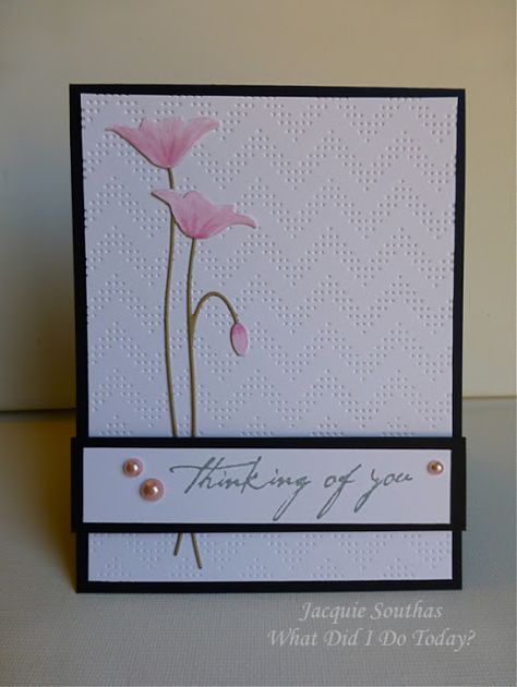 What did I do today?: Magical Magnolias + Chevrons + Colour Q Memory Box Cards, Poppy Cards, Sympathy Cards Handmade, Embossed Cards, Stamping Up Cards, Get Well Cards, Handmade Birthday Cards, Card Layout, Floral Cards