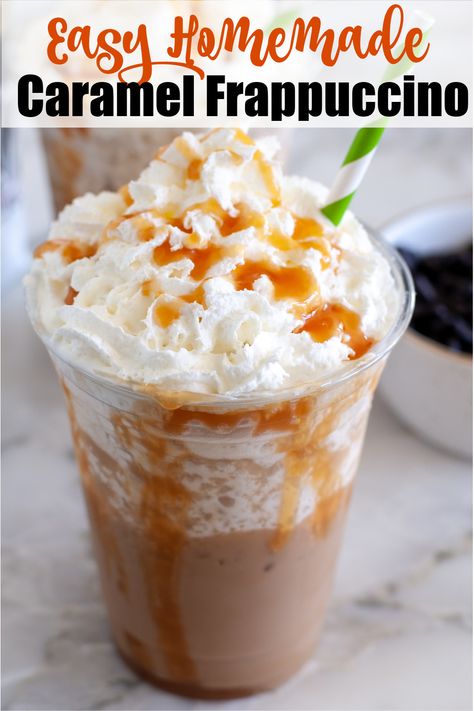 Copycat Caramel Frappuccino, Caramel Frappe Recipe, Frappe Recipes, Starbucks Caramel Frappuccino, Frozen Coffee Drinks, Caramel Frappe, Homemade Frappuccino, Frappe Recipe, Cheesecake Oreo