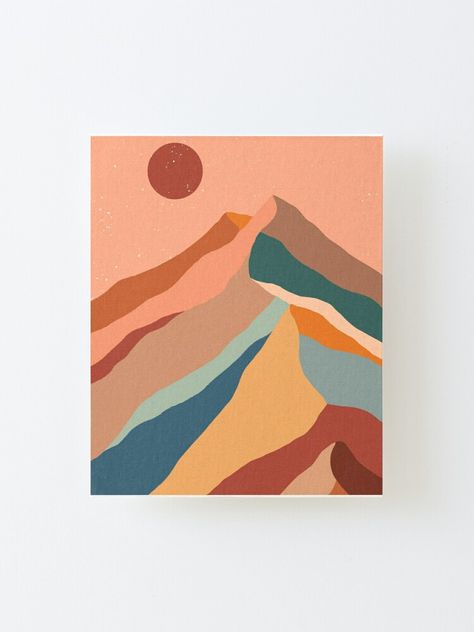 "Vinicunca Rainbow Mountain Peru, Hiker" Mounted Print by uranus-art | Redbubble Rainbow Mountains Peru Painting, Rainbow Mountain Painting, Mountain Illustration Design, Hiker Tattoo, Peru Illustration, Easy Mountain Painting, Rainbow Canvas Painting, Starbucks Illustration, Rainbow Mountains Peru