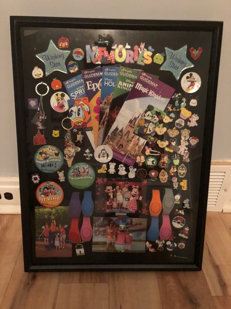 Disney Shadow Box Ideas, Disney Shadow Box, Disney Box, Disney Cast Member, Disney College Program, Disney Memories, Disney Decor, Disney Tshirts, Disney Aesthetic