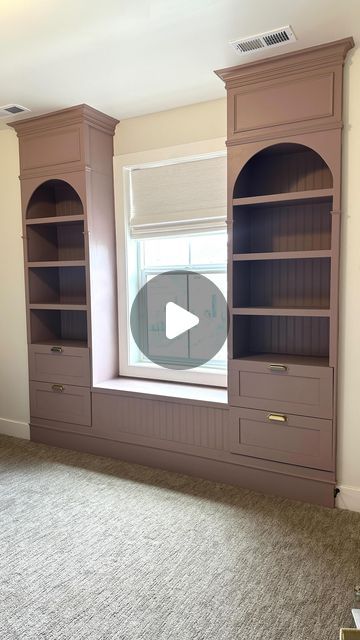 Haylee Griffin | DIY + Home on Instagram: "IKEA Bookshelf ➡️ custom built-ins COMPLETE! And Addie LOVES the mauve paint- just enough color with a touch of sophistication.   #ikeahack #diyblogger #diyhomeimprovement  #kidsroom #ikeabuiltins #windowseatproject  #smmakelifebeautiful #mauvepaint" Mauve Paint, Ikea Bookshelf, Painted Built Ins, Ikea Bookshelves, Custom Built Ins, Ikea Hacks, Diy Home Improvement, Window Seat, Ikea Hack