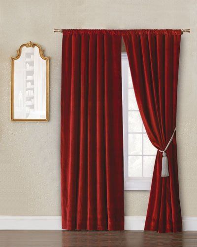 -7G6J Eastern Accents Winchester Rod Curtain Panel, 108"L Winchester Rod Curtain Panel, 96"L Red Velvet Curtains, Curtain Drawing, Velvet Room, Plain Curtains, White Drapes, Luxury Curtains, Luxury Bedding Collections, Eastern Accents, Red Curtains