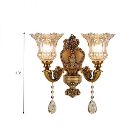 Vintage Floral Wall Mount Lamp 2 Heads Beveled Crystal Prism Wall Sconce Light in Brass Nice Living Room, Rustic Style Home, French Style Interior, French Country Living, French Country Living Room, Recessed Ceiling Lights, Bedroom Bedside Lamp, Candle Wall, Wall Mounted Lamps