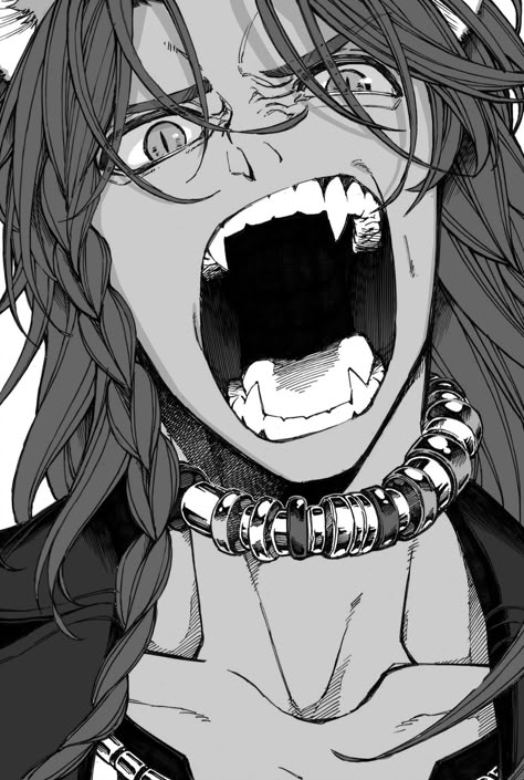 Aggressive Female Pose, Manga Facial Expressions Reference, Crazy Anime Drawing, Snarl Face Expression, Big Teeth Drawing, Feral Expression Reference, Gritting Teeth Drawing Reference, Showing Teeth Pose Reference, Snarl Face Reference Drawing