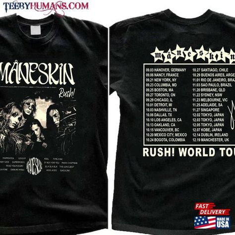 Maneskin Rush World Tour 2023 Shirt Merch Concert Unisex Sweatshirt Check more at https://teebyhumans.com/product/maneskin-rush-world-tour-2023-shirt-merch-concert-unisex-sweatshirt/ Concert Band Merch Shirt With Logo, Cheap Band Merch T-shirt For Concerts, Band Tour Shirt, Black Band Merch T-shirt For Concert, Band Merch Concert T-shirt Washed, Band Shirt, Tour Merch, Band Shirts, Music Concert