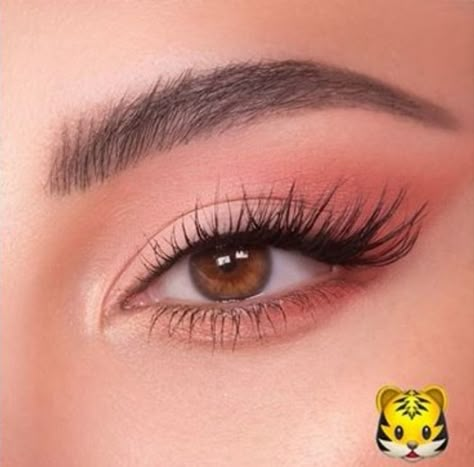 Simple Pink Eye Shadow Looks, Salmon Pink Makeup, Natural Pink Eye Makeup, Pink Make Up Looks Natural, Makeup For Prom Pink Dress, Makeup Ideas Pink Natural, Make Up Pink Natural, Pink Natural Makeup Looks, Make Up Roz