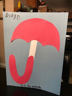 Letter U Umbrella Craft Preschool, U Projects For Preschool, U Letter Craft Preschool, Letter U Umbrella Craft, Letter U Craft Preschool, Preschool Letter U Crafts, Letter U Activity For Preschoolers, U Is For Umbrella Craft, Letter U Art Preschool