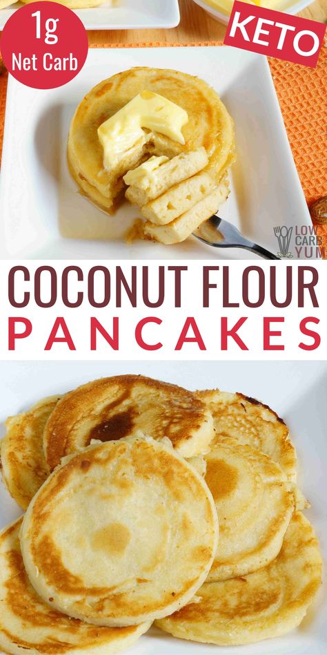 Fluffy Coconut Flour Keto Pancakes, Keto Pancakes Easy, Keto Fluffy Pancakes, Keto Pancake Mix Recipe, Fluffy Keto Pancakes, Coconut Flour Pancakes Recipe, Keto Breakfast Ideas, Coconut Flour Pancakes, Coconut Pancakes