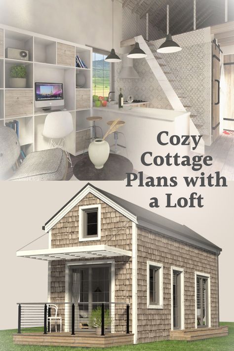 Create a cozy cottage of your very own with these cottage plans that include a loft! Whether you're looking for an extra bedroom or storage space, this is the perfect design for you. Start building the dream home of your dreams today. ----------------- #cottagegoals #cottagehouse #affiliatelink #cottagehouseplans Houses With Loft, Cottage Plans With Loft, Cabins With Loft, Tiny House Blueprints, Cottage Layout, Small Cottage Plans, Cabin Loft, Cottage Plans, Tiny House Loft