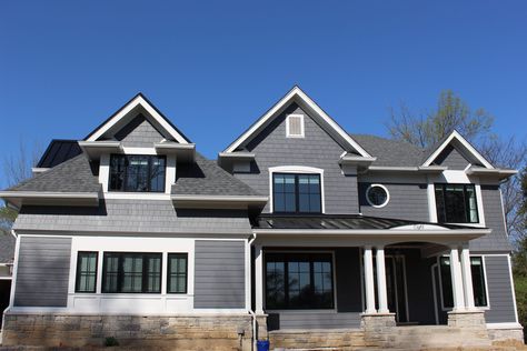 James Hardie Night Gray Siding | Olivette, MO (63131) | Siding Express Light Grey Hardy Board Houses, Night Gray James Hardie Siding, James Hardie Iron Gray Siding, Night Gray House Exterior, Night Grey Hardie Siding, James Hardie Night Gray, James Hardie Night Gray Siding, Night Gray Hardie Siding, Iron Gray Hardie Siding