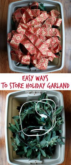 You will love these Easy Ways to Store Holiday Garland that make it simple to put back up for next year! | OHMY-CREATIVE.COM | #christmas #christmasstorage #christmasorganization #christmasgarland #organization Garland Storage, Night Before Christmas Box, Craft Trends, Holiday Garland, Holiday Storage, Winter Decorating, Christmas Organization, Organisation Hacks, Holiday Garlands