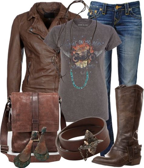 "Biker Look" by gangdise ❤ liked on Polyvore Biker Chick Outfit, Biker Chick Style, Looks Hippie, Chick Outfit, Biker Look, Boots Jeans, Biker Outfit, Biker Chic, Rocker Style