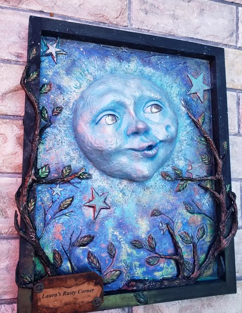 Blue Moon Clay Art Moon Clay Art, Moebius Artist, Moon Clay, Fantasy Moon, Diy Air Dry Clay, Sculpture Art Clay, Clay Diy Projects, Clay Crafts Air Dry, Clay Tiles