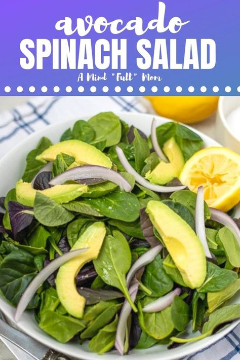 Avocado Spinach Salad, Simple Spinach Salad, Ham Salad Recipes, Spinach Avocado, Spinach Salad Recipes, Vegan Salad Recipes, Spinach Recipes, Delish Recipes, Lunch Recipes Healthy