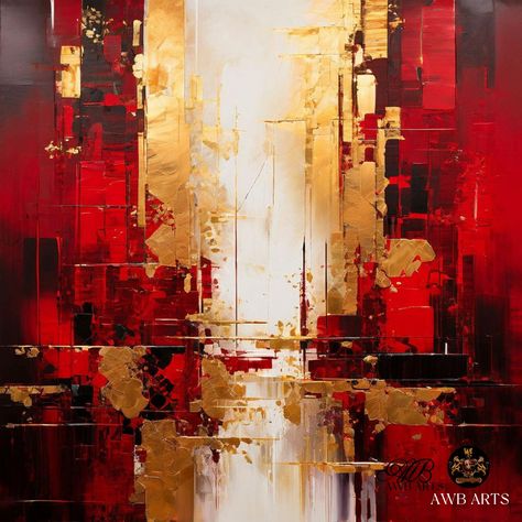 Experience the passionate dance of colors in "Crimson Harmony." This abstract symphony of crimson and gold, with its rich textures and interplay of light and shadow, invites you to connect with the intensity and elegance of the moment. Feel the vibrant energy and let it awaken your own sense of passion and modern elegance, creating a personal resonance with the beauty within. #art #arte #artgallery #artoftheday #artwork #painting #paintings #paintingsdaily #gold #ruby #rubyred #crimson #abstr... Red Painting Aesthetic, Red Painting Ideas, Monochrome Painting, Red Abstract Painting, Red Painting, Acrylic Painting Techniques, Luxury Art, Color Harmony, Rich Textures